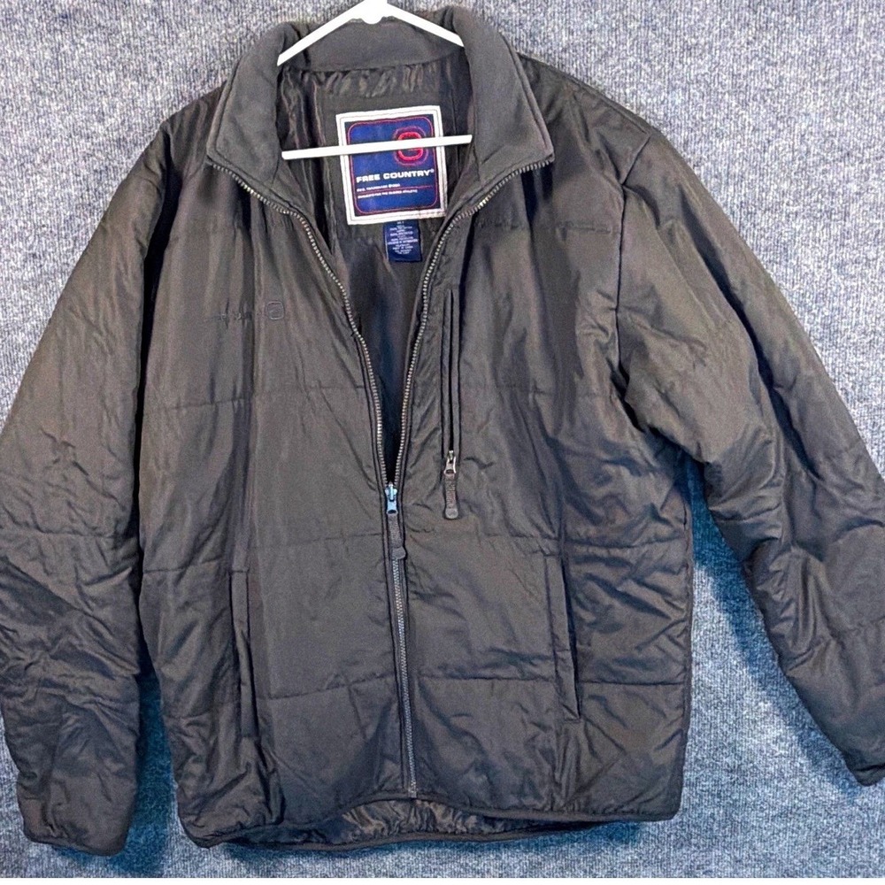 Mens XLT Jacket, Free Country, Gray, Quilted Full Zip Puffer Insulated Tall